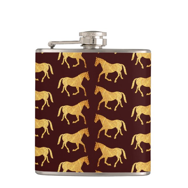 Golden Horses Hip Flask (Front)