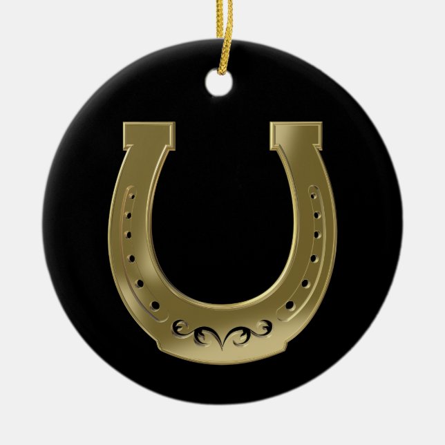 Golden horseshoe ceramic ornament (Front)
