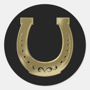 Golden horseshoe classic round sticker