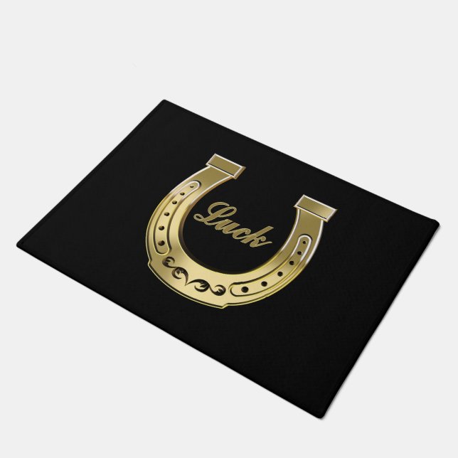 Golden horseshoe doormat (Angled)
