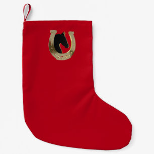 Golden horseshoe small christmas stocking