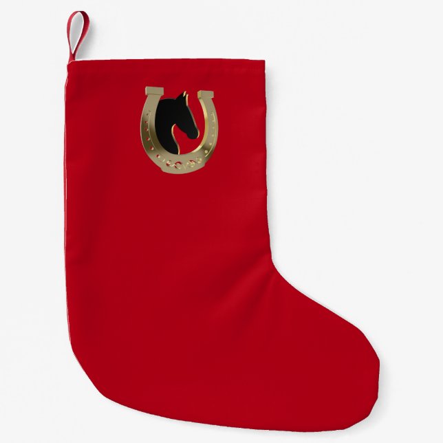 Golden horseshoe small christmas stocking (Front)