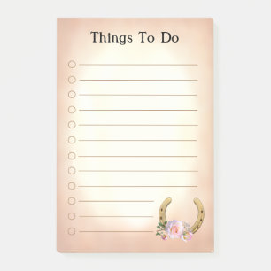Golden Horseshoe with Flowers Things To Do Post-it Notes