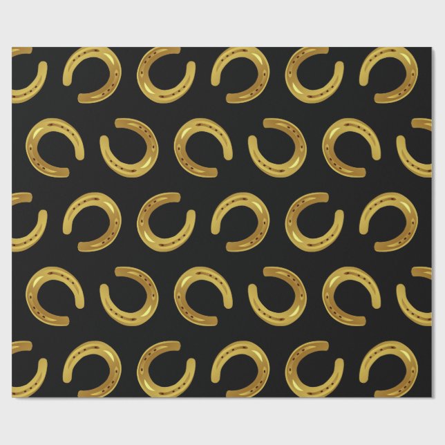 Golden horseshoe wrapping paper (Flat)