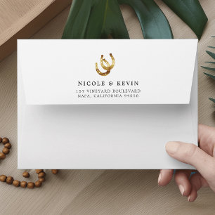 Golden Horseshoes   5x7 Return Address Envelopes