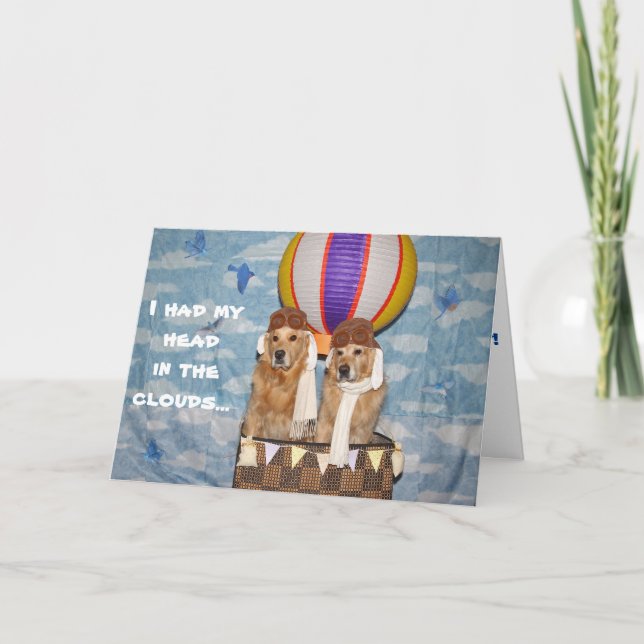 Golden Hot Air Balloon Belated Birthday Card (Front)