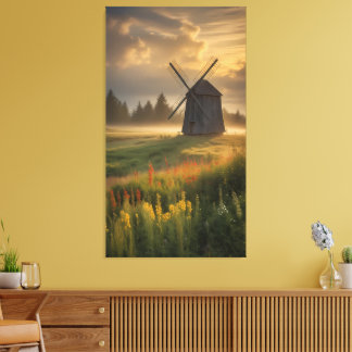 Golden Hour at the Old Windmill Canvas Print