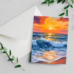 Golden Hour Beach Sunset Coastal Card