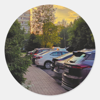 Golden Hour Circle Sticker – Customizable
