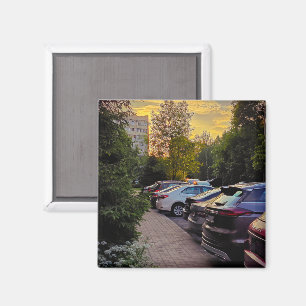 Golden Hour Cityscape Magnet – Customizable
