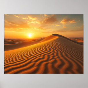 Golden Hour Desert Sand Dunes Sunset Photography Poster