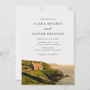 Golden Hour Dingle Cottage Irish Coast Wedding  Invitation