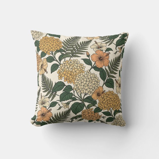 Golden Hour Hydrangeas Throw Pillow (Front)