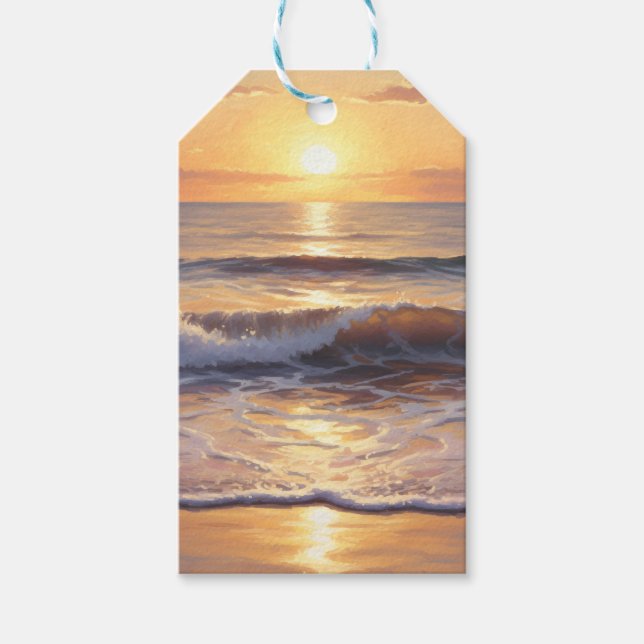 Golden Hour Ocean Sunset Gift Tags (Front)