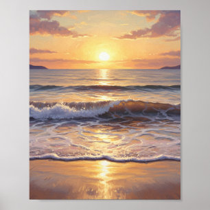 Golden Hour Ocean Sunset Poster
