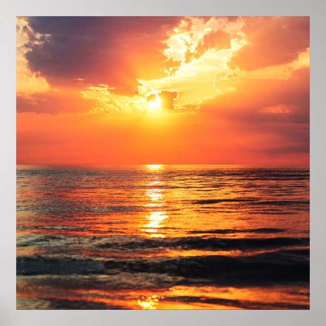 Golden Hour on the Ocean Poster (Front)