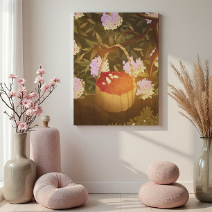 Golden Hour Raspberry Basket Canvas Print