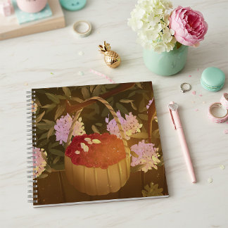 Golden Hour Raspberry Basket Square Notebook