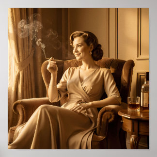 Golden Hour Reverie in Quiet Lounge Poster