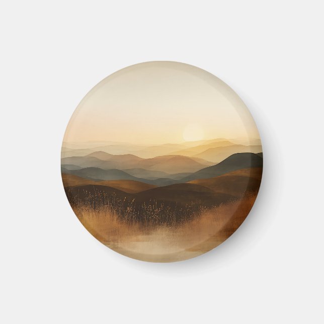Golden Hour Rolling Hills Sunset Layers Magnet (Front)