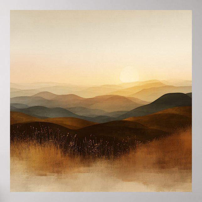 Golden Hour Rolling Hills Sunset Layers Poster (Front)