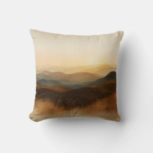 Golden Hour Rolling Hills Sunset Layers Throw Pillow
