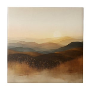 Golden Hour Rolling Hills Sunset Layers Tile