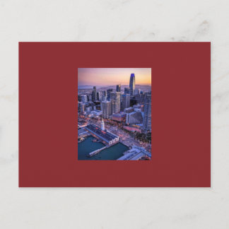 Golden Hour San Francisco City Aerial View Holiday Postcard