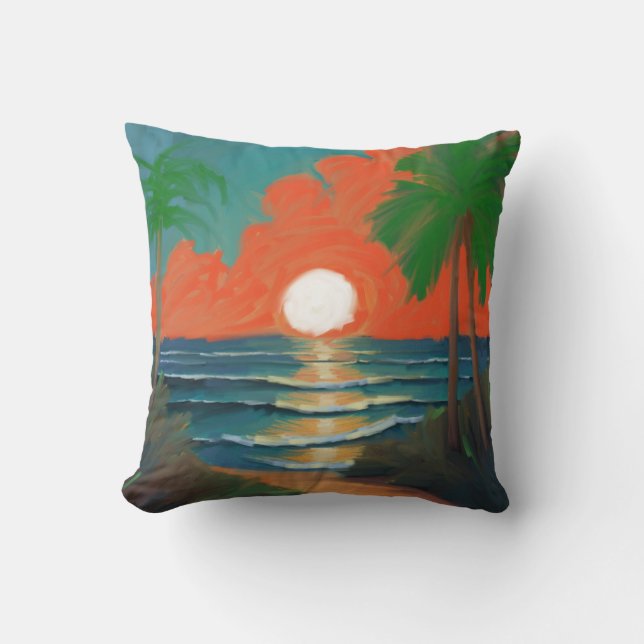 Golden Hour Serenity Throw Pillow (Front)