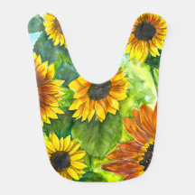 Golden Hour Sunflower Watercolor Art Baby Bib
