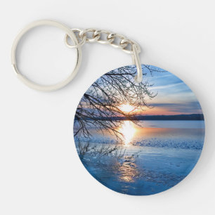 Golden Hour, Sunrise Over Lake Acrylic Keychain