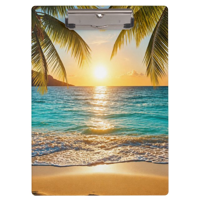 Golden Hour Sunset Palm Beach Clipboard (Front)