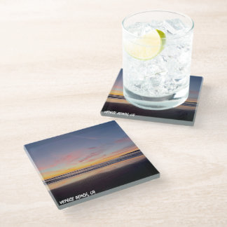 Golden Hour Sunset - Venice Beach, CA Glass Coaster