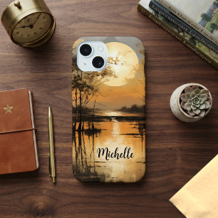 Golden Hour Sunset With Name iPhone 15 Case