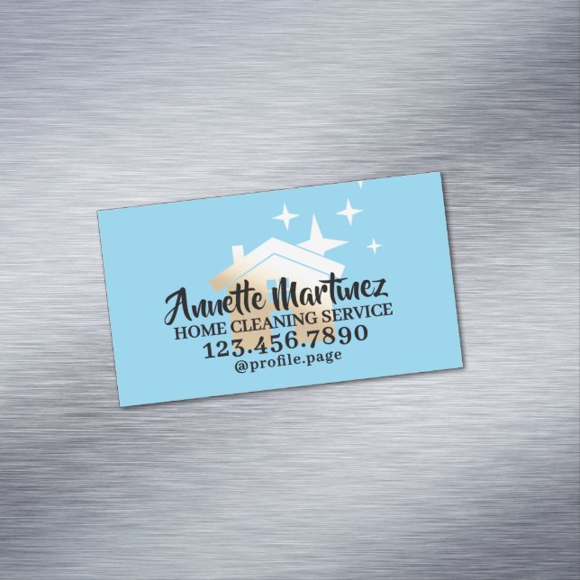 Golden house logo home cleaning 	Magnetic business card (In Situ)