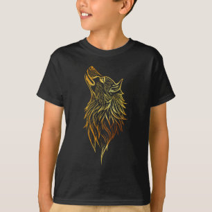 Golden Howling Wolf – Tribal Spirit Animal Design T-Shirt