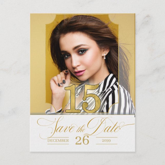 Golden Hues Save the Date English Version Announcement Postcard (Front)