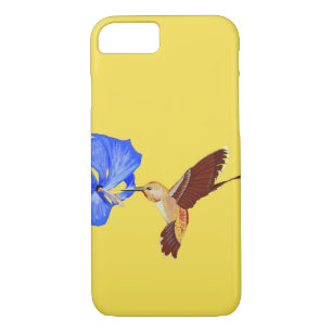 Golden Hummingbird and Blue Hibiscus Case-Mate iPhone Case
