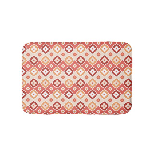 Golden ikat geometric pattern bath mat (Front)