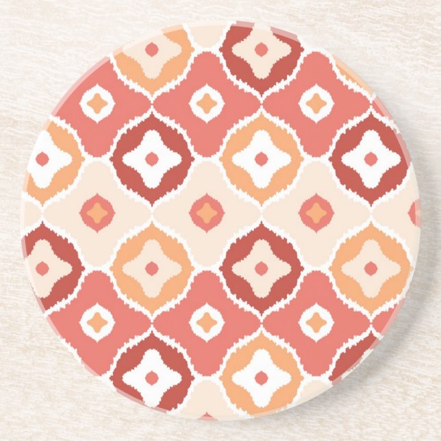 Golden ikat geometric pattern coaster (Front)