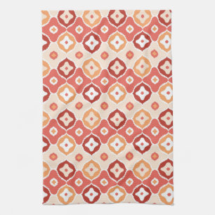 Golden ikat geometric pattern kitchen towel