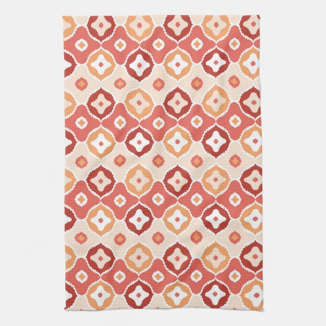 Golden ikat geometric pattern kitchen towel (Vertical)