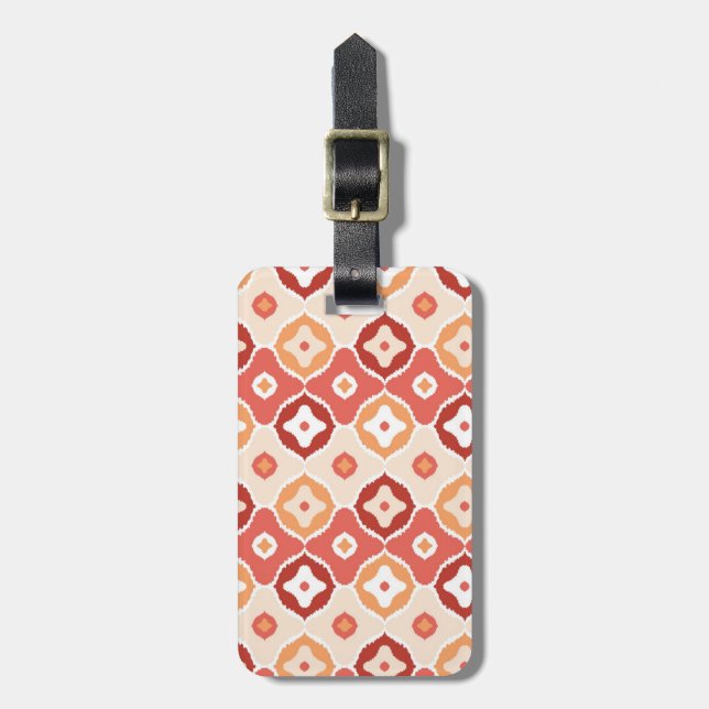 Golden ikat geometric pattern luggage tag (Front Vertical)