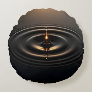 Golden Impact on Viscous Surface Round Pillow