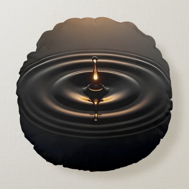 Golden Impact on Viscous Surface Round Pillow (Front)