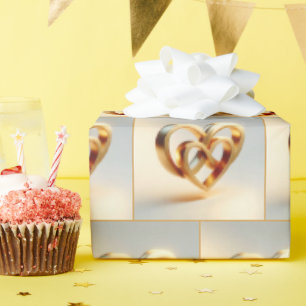 Golden Infinity and Heart Symbol Wrapping Paper
