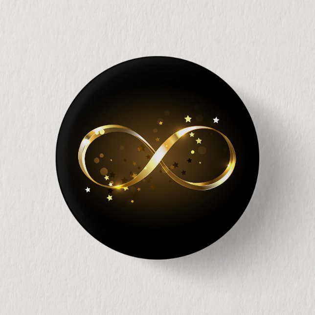 Golden Infinity Symbol 1 Inch Round Button (Front)
