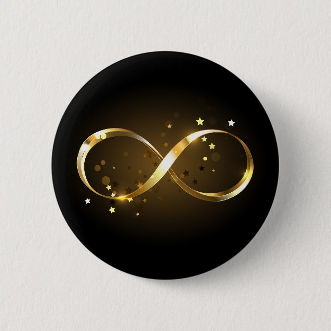 Golden Infinity Symbol 2 Inch Round Button (Front)
