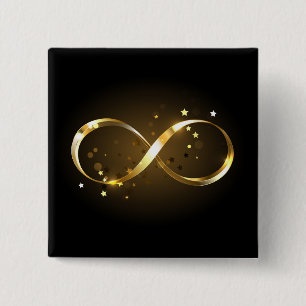 Golden Infinity Symbol 2 Inch Square Button