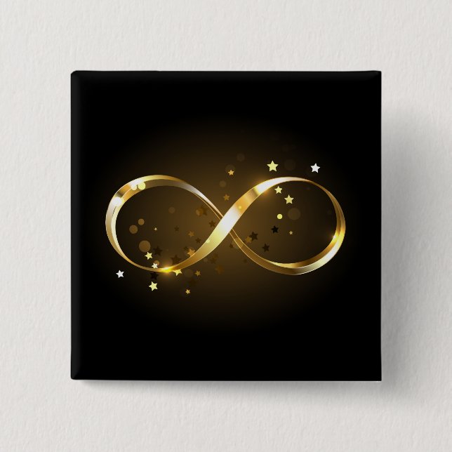 Golden Infinity Symbol 2 Inch Square Button (Front)